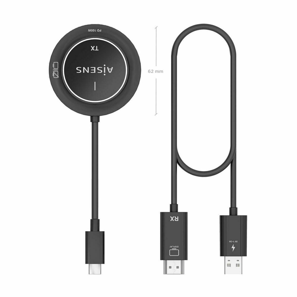 Cable USB-C a HDMI Aisens ASWL-H2KC30M004-BK Negro