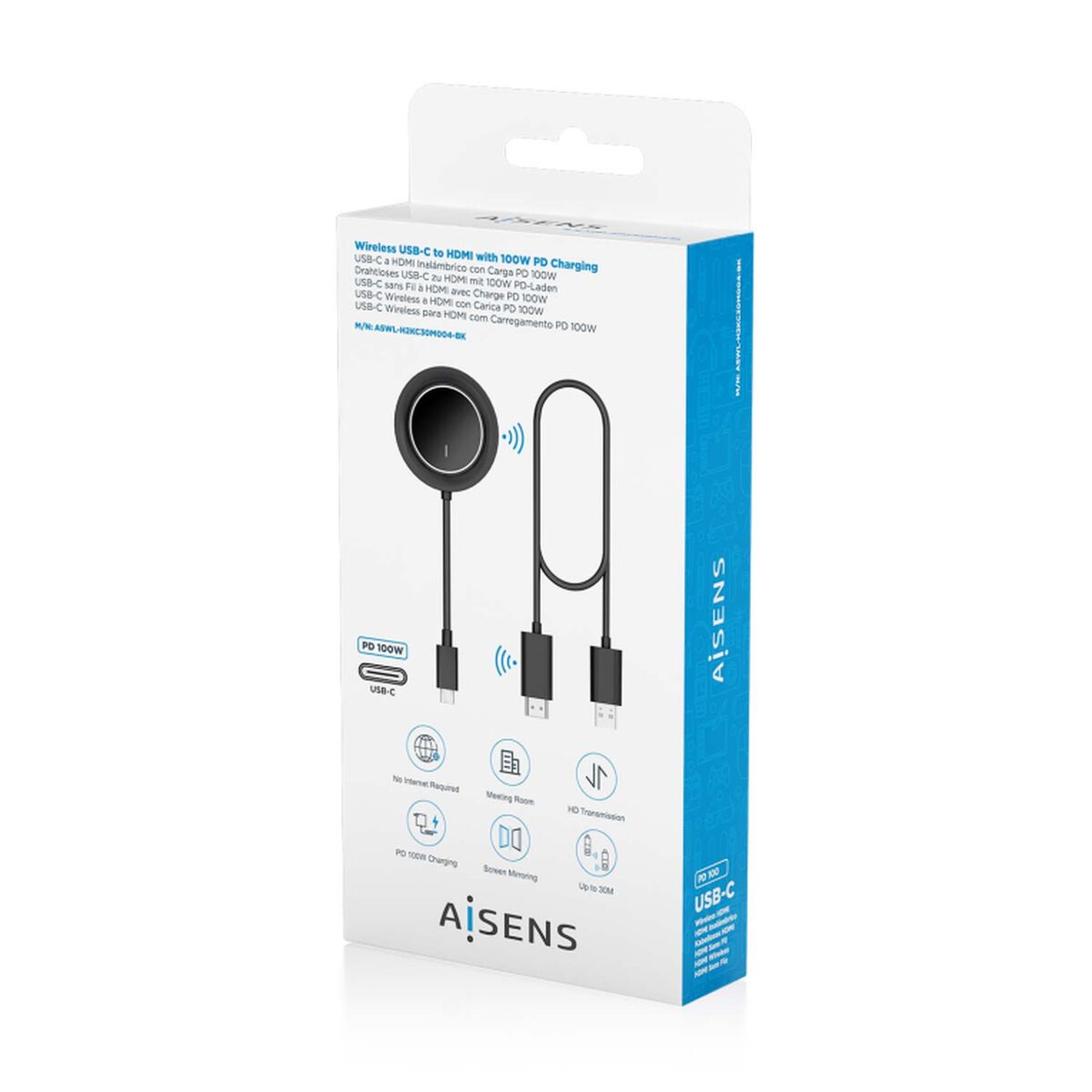 Cable USB-C a HDMI Aisens ASWL-H2KC30M004-BK Negro