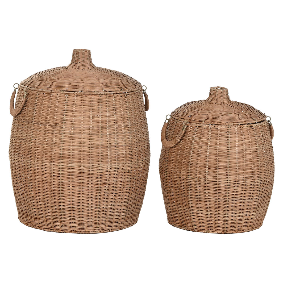 Caja Decorativa Home ESPRIT Natural Metal Tropical (2 Piezas)
