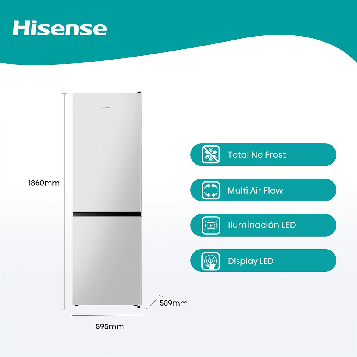 Frigorífico combinado Hisense RB390N4AWE  186 Blanco 304 L