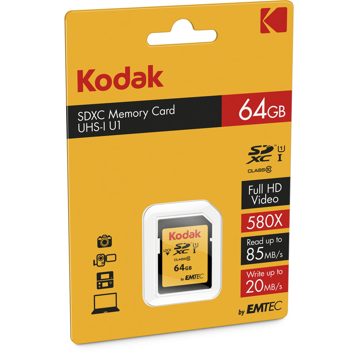 Tarjeta de Memoria Micro SD con Adaptador Kodak EKMSD64GXC10K 64 GB