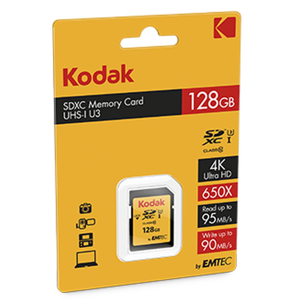 Tarjeta de Memoria Micro SD con Adaptador Kodak EKMSD128GXC10HPRK 128 GB