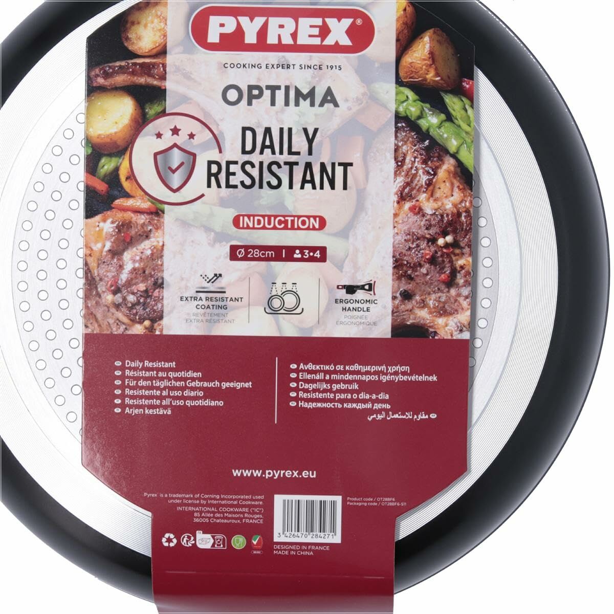 Sartén Pyrex Negro Acero Inoxidable Aluminio Ø 28 cm