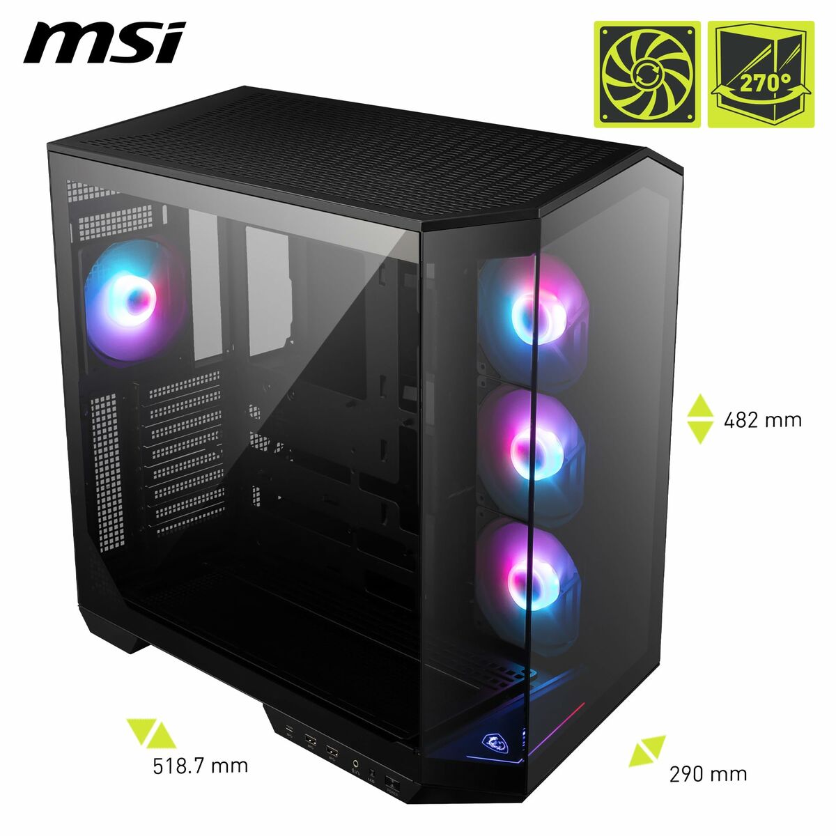 Caja Semitorre ATX MSI MAG PANO 100R PZ Negro