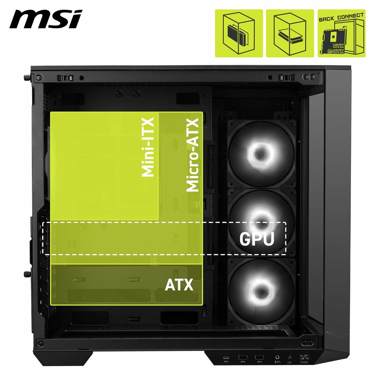 Caja Semitorre ATX MSI MAG PANO 100R PZ Negro
