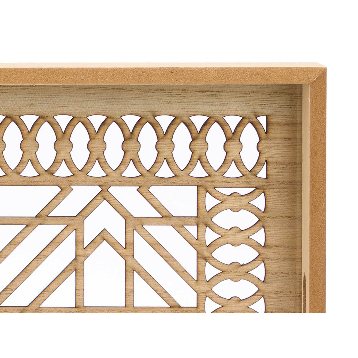 Juego de Bandejas Gift Decor Marrón Transparente Madera Vidrio Cuadrado 2 Piezas