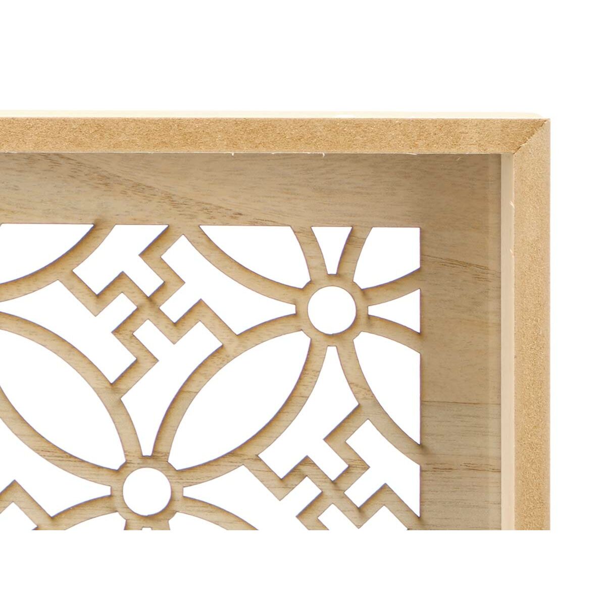 Juego de Bandejas Gift Decor Marrón Transparente Madera Vidrio Flor 2 Piezas