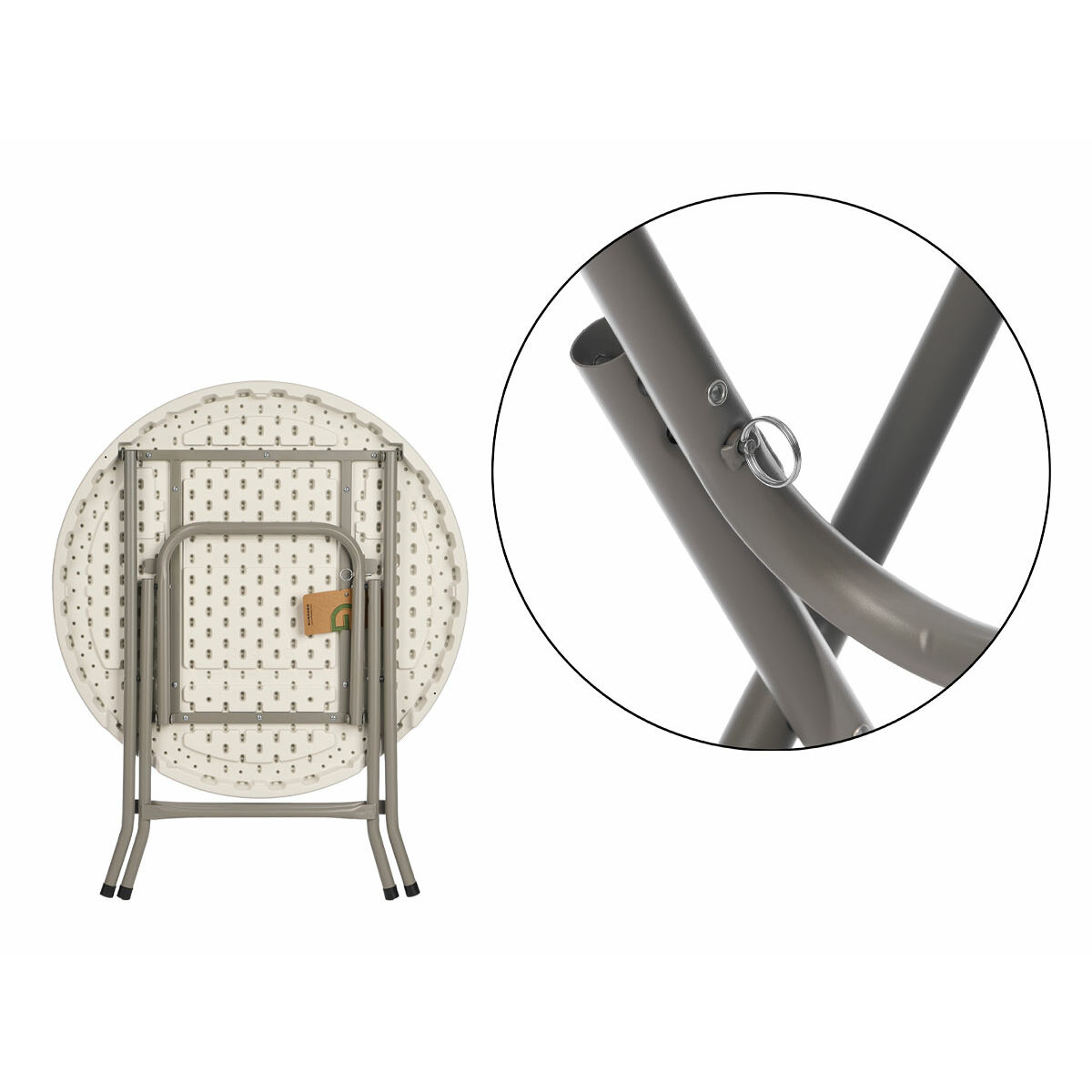 Mesa Plegable Ibergarden Blanco Gris 80 x 80 x 74 cm