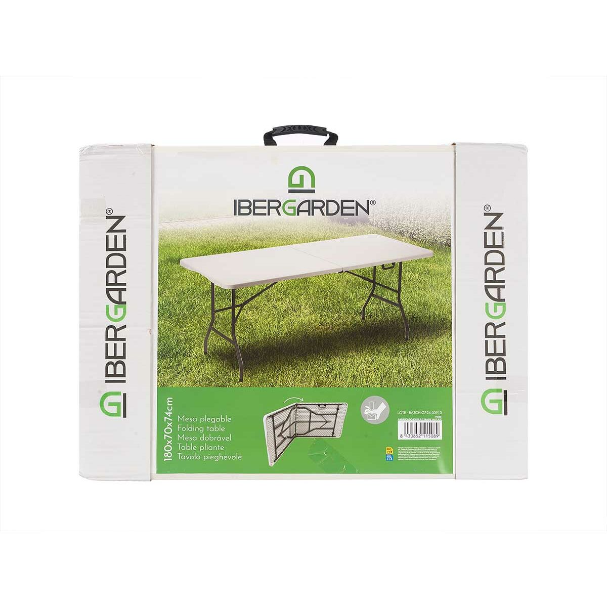 Mesa Plegable Ibergarden Blanco Gris 180 x 70 x 174 cm