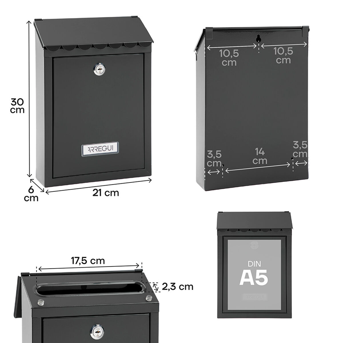 Buzón Arregui Negro Acero Civic