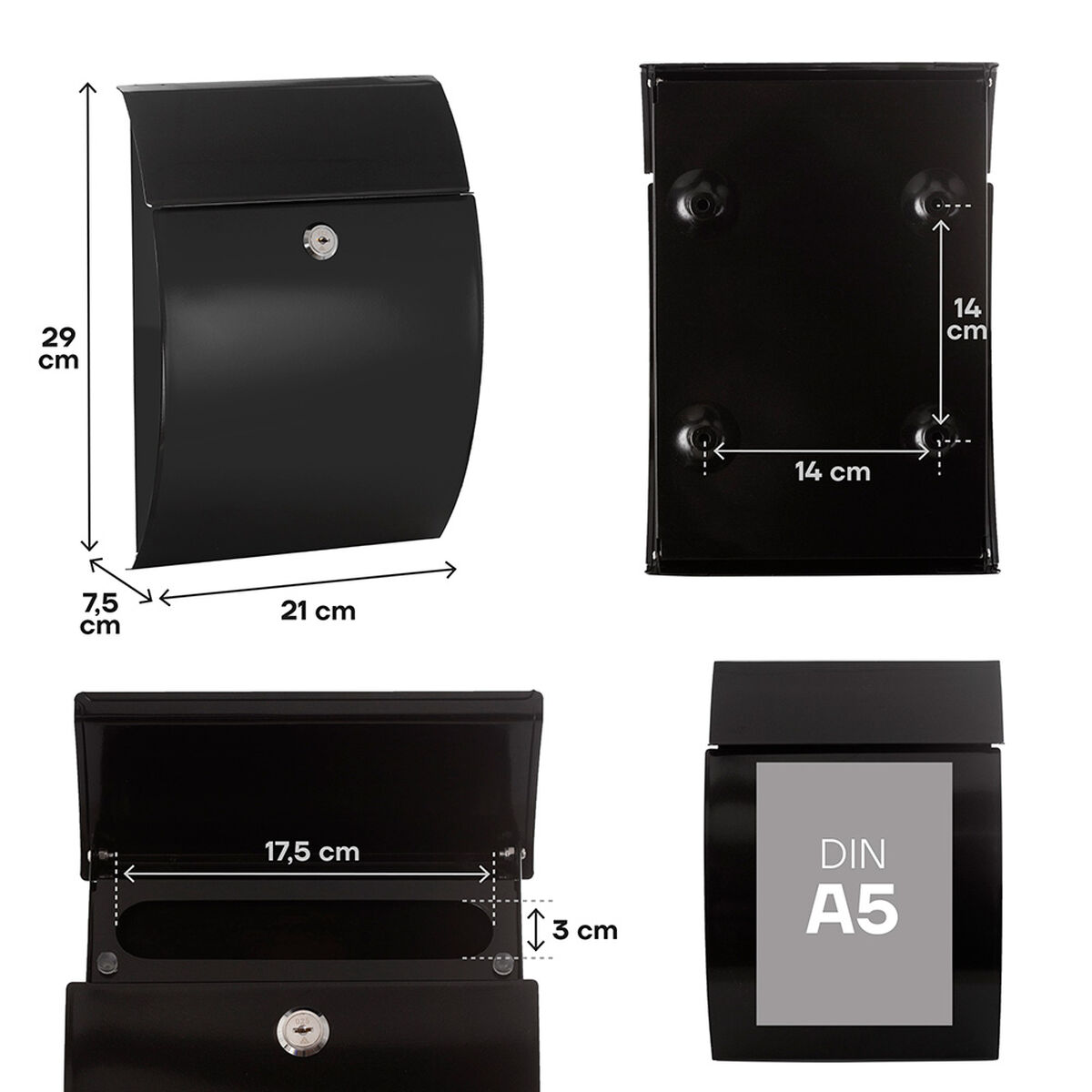 Buzón Arregui Negro Acero