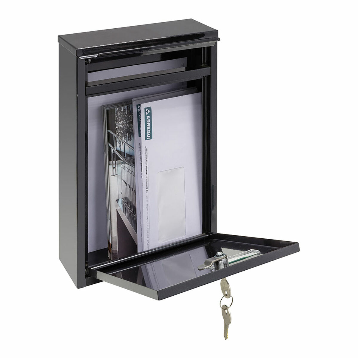 Buzón Arregui Negro Acero 22 X 8 X 32 cm