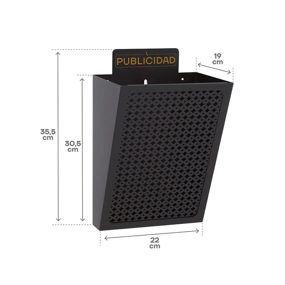 Buzón Arregui Negro Acero 22 x 19 x 35,5 cm