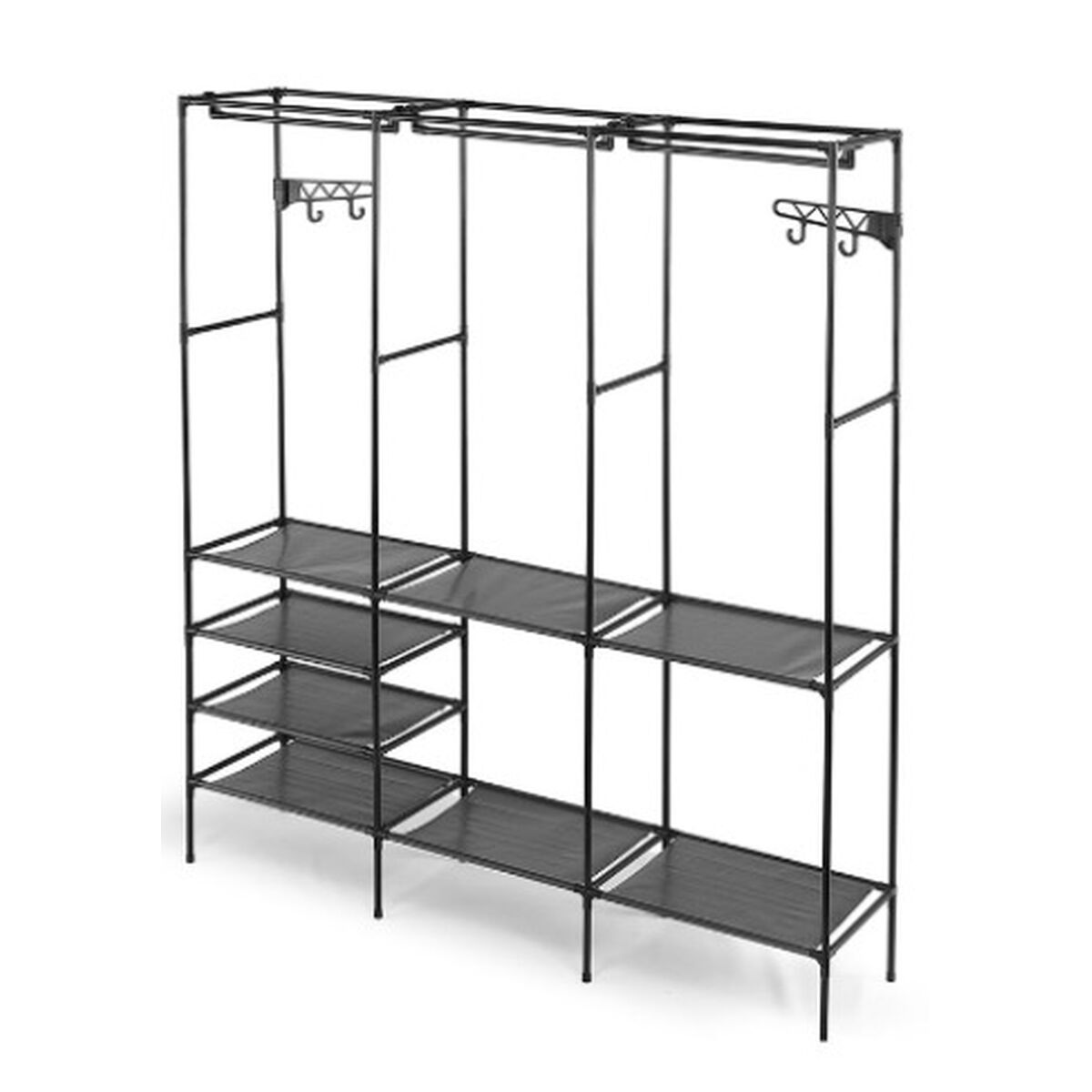 Armario ropero Kipit Negro Metal Tela Polipropileno 160 x 36 x 170 cm