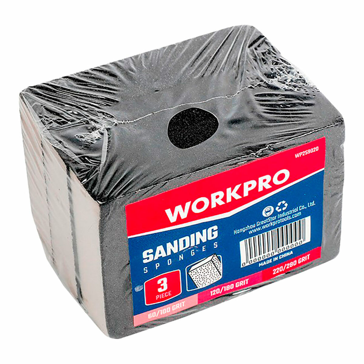 Esponja de Pulir Workpro 60 g 120 g 180 g 100 g 220 g (3 Unidades)