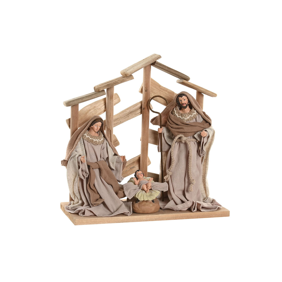 Belén de Navidad Home ESPRIT Marrón Beige Madera MDF 30 x 15 x 30 cm