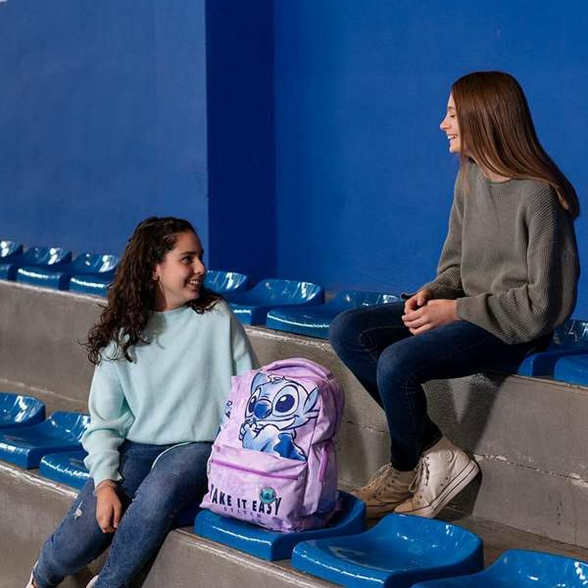 Mochila Escolar Stitch Lila