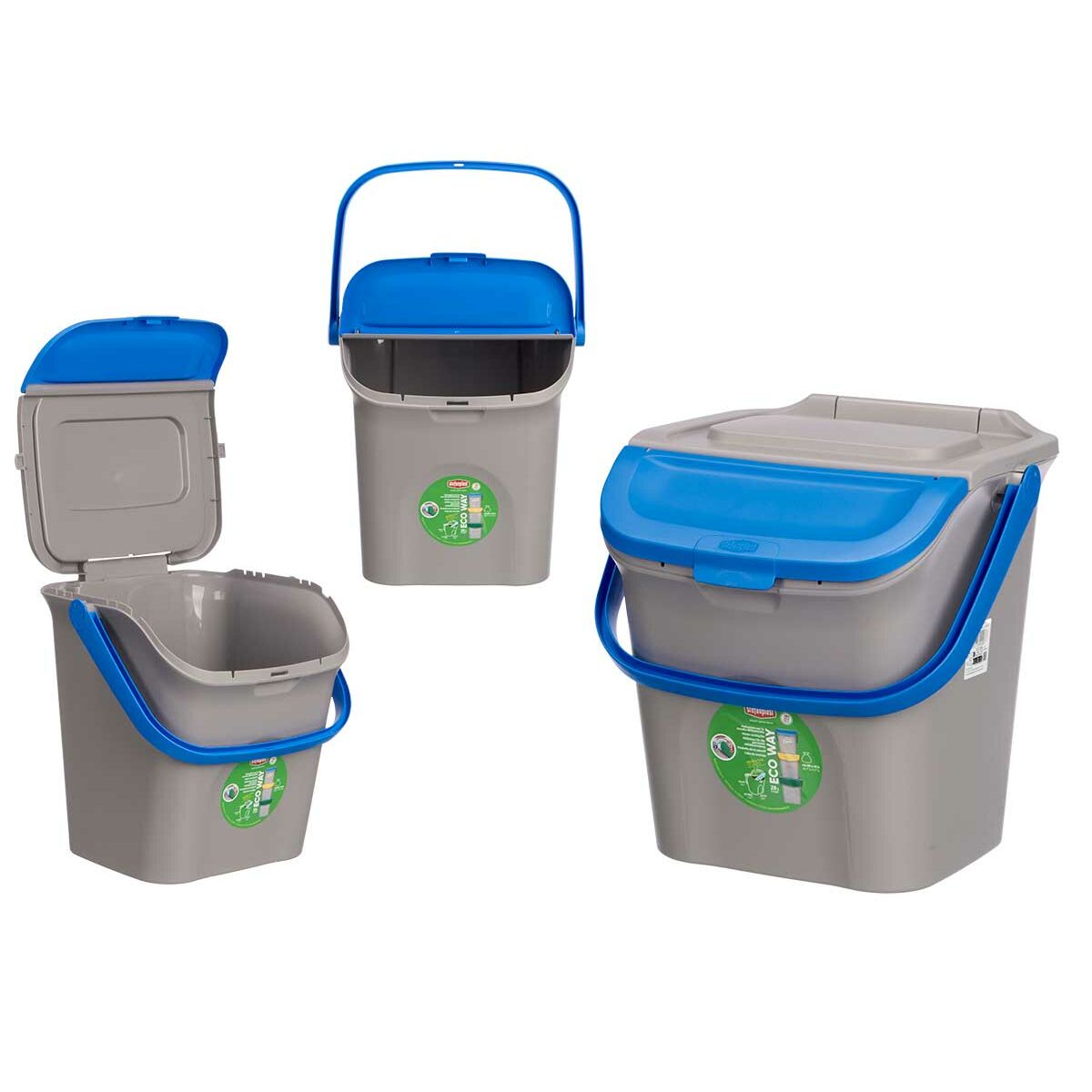 Cubo de basura Stefanplast ECOWAY Azul Gris Polipropileno 28 L Apilable (6 Unidades)