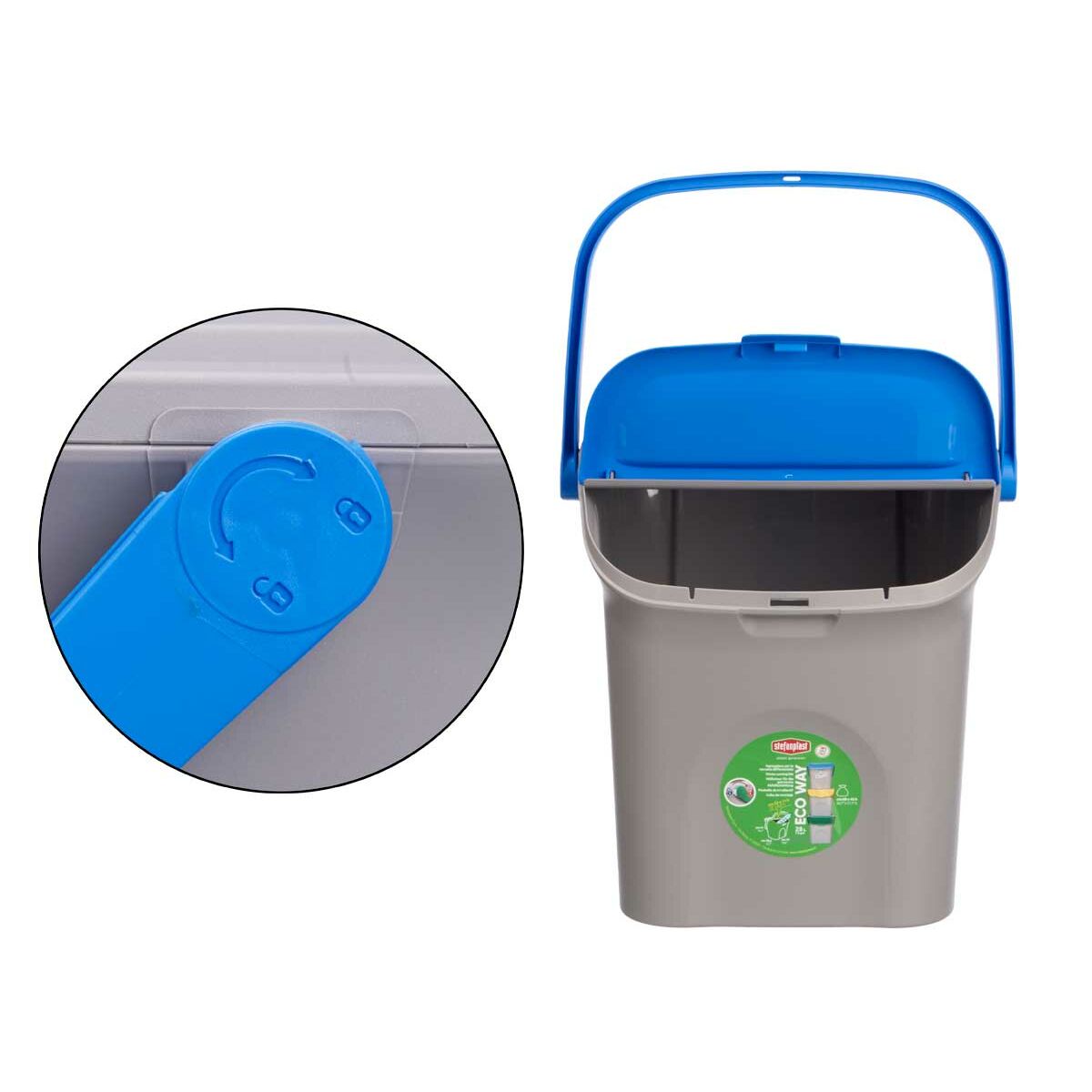 Cubo de basura Stefanplast ECOWAY Azul Gris Polipropileno 28 L Apilable (6 Unidades)