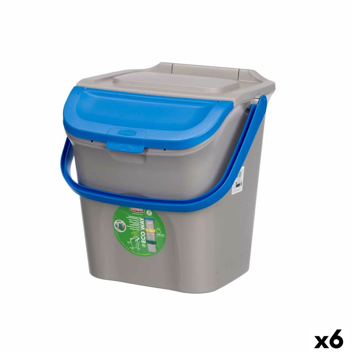 Cubo de basura Stefanplast ECOWAY Azul Gris Polipropileno 28 L Apilable (6 Unidades)