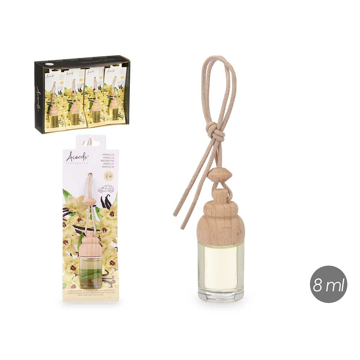 Ambientador para Coche Acorde Madera Vidrio Fragancia 8 ml (12 Unidades)