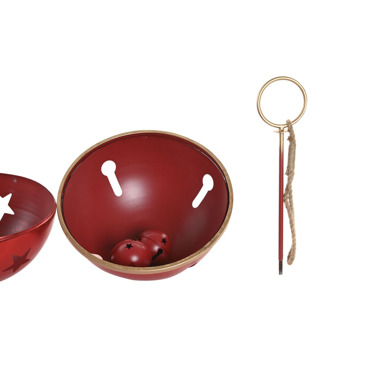 Bola de Navidad Home ESPRIT Rojo Verde Dorado Metal (2 Unidades)