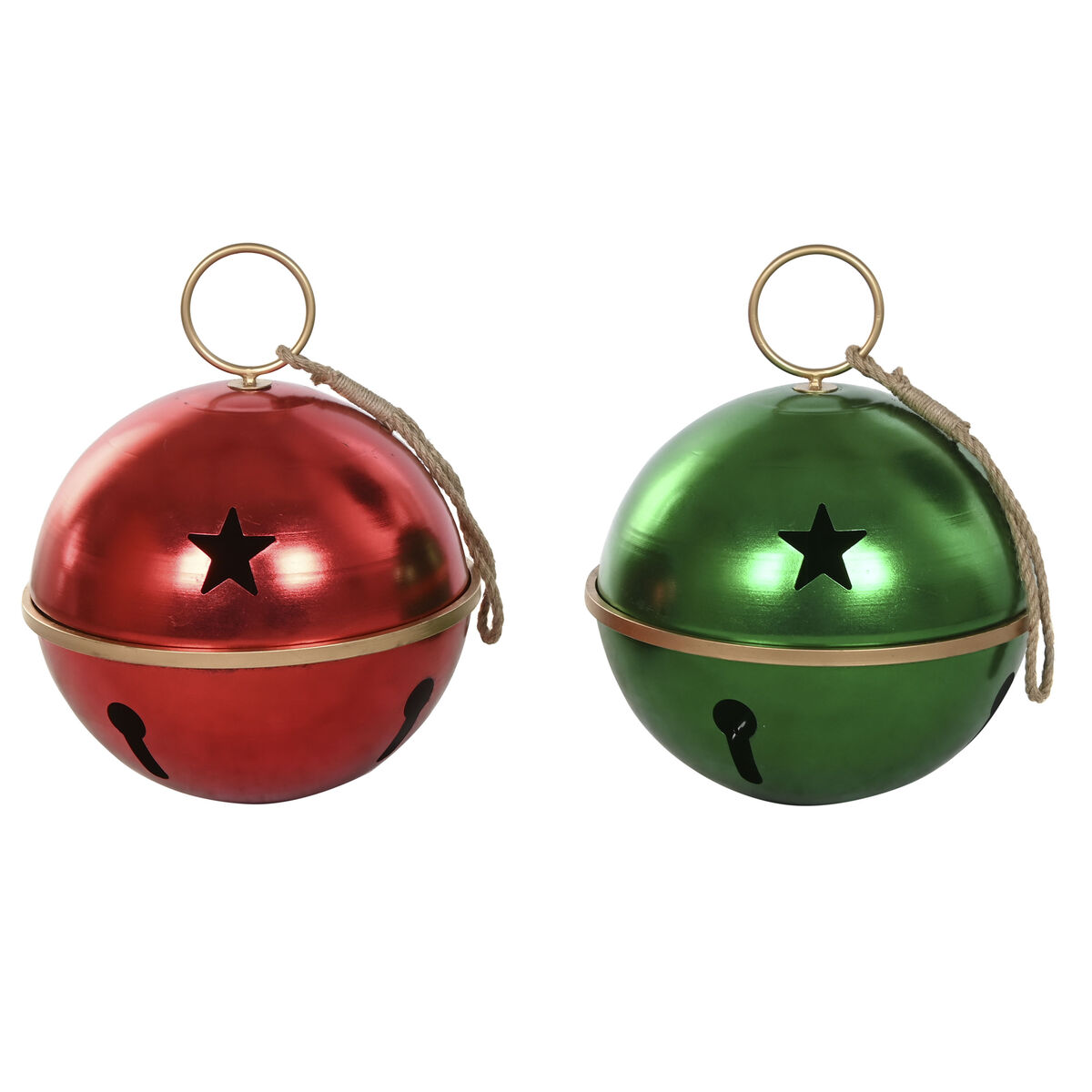 Bola de Navidad Home ESPRIT Rojo Verde Dorado Metal (2 Unidades)