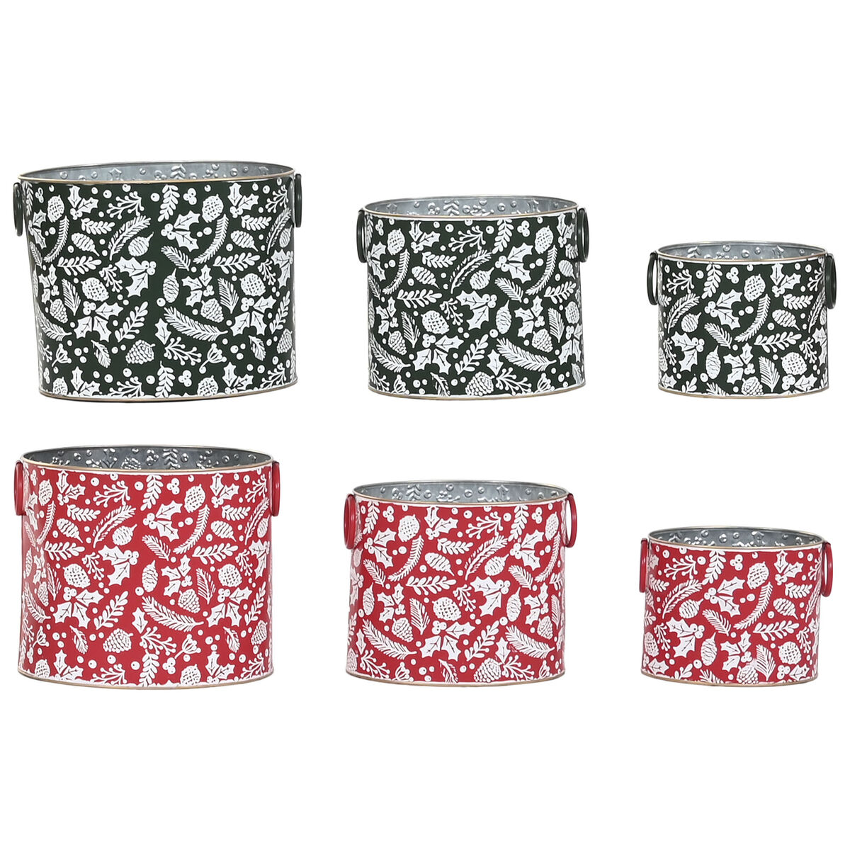 Set Adornos de Navidad Home ESPRIT Rojo Verde Navidad 28,5 x 19,5 x 24 cm (3 Piezas) (2 Unidades)