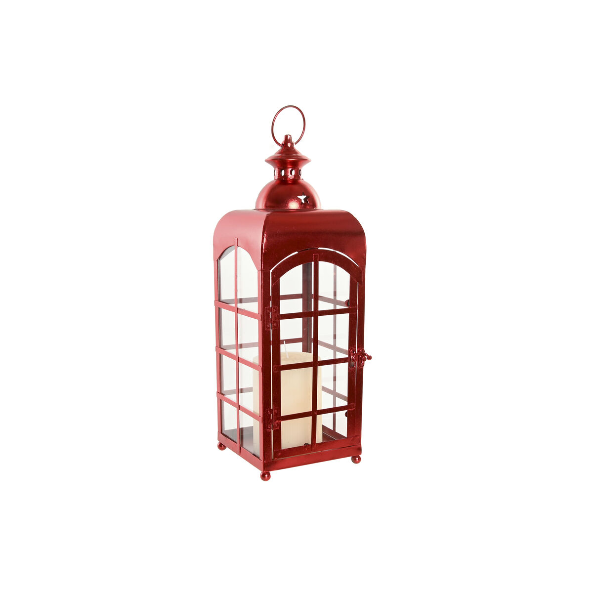Farol Home ESPRIT Rojo Dorado Metal Cristal 21 x 21 x 63 cm (2 Unidades)