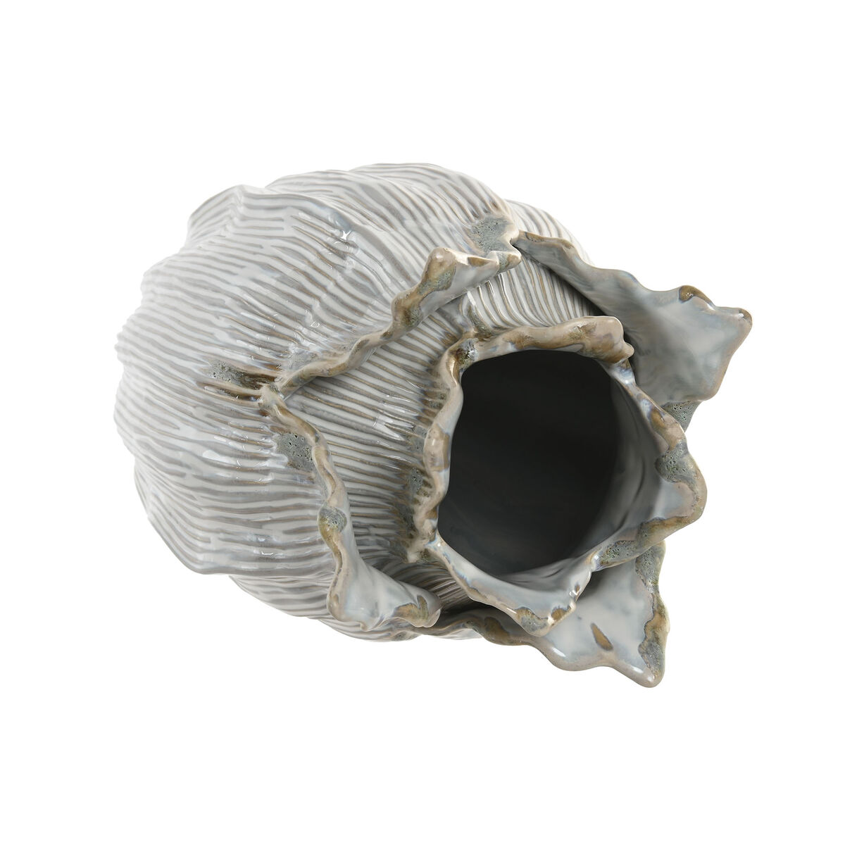 Jarrón Home ESPRIT Crema Cerámica Hoja de planta 19 x 19 x 33 cm