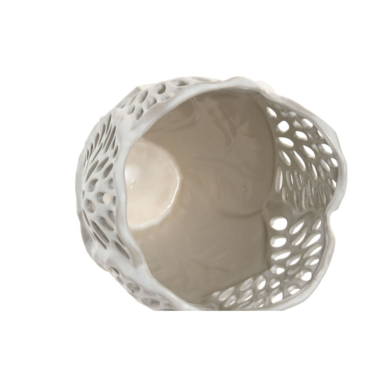 Jarrón Home ESPRIT Blanco Cerámica Hoja de planta 23 x 23 x 36 cm