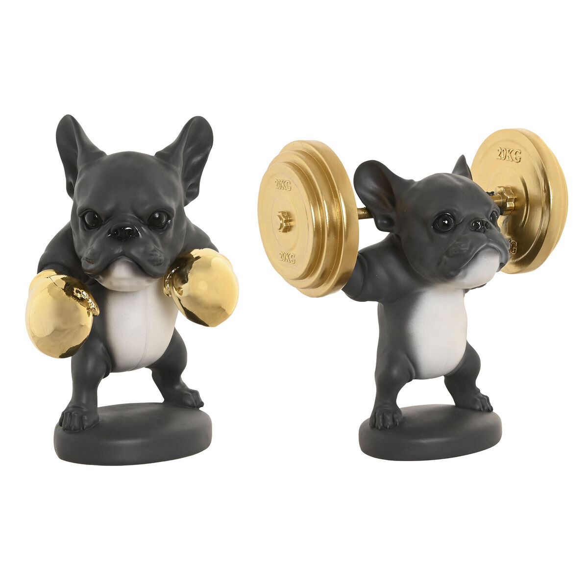 Figura Decorativa Home ESPRIT Dorado Gris oscuro Perro 25 x 16 x 25 cm (2 Unidades)