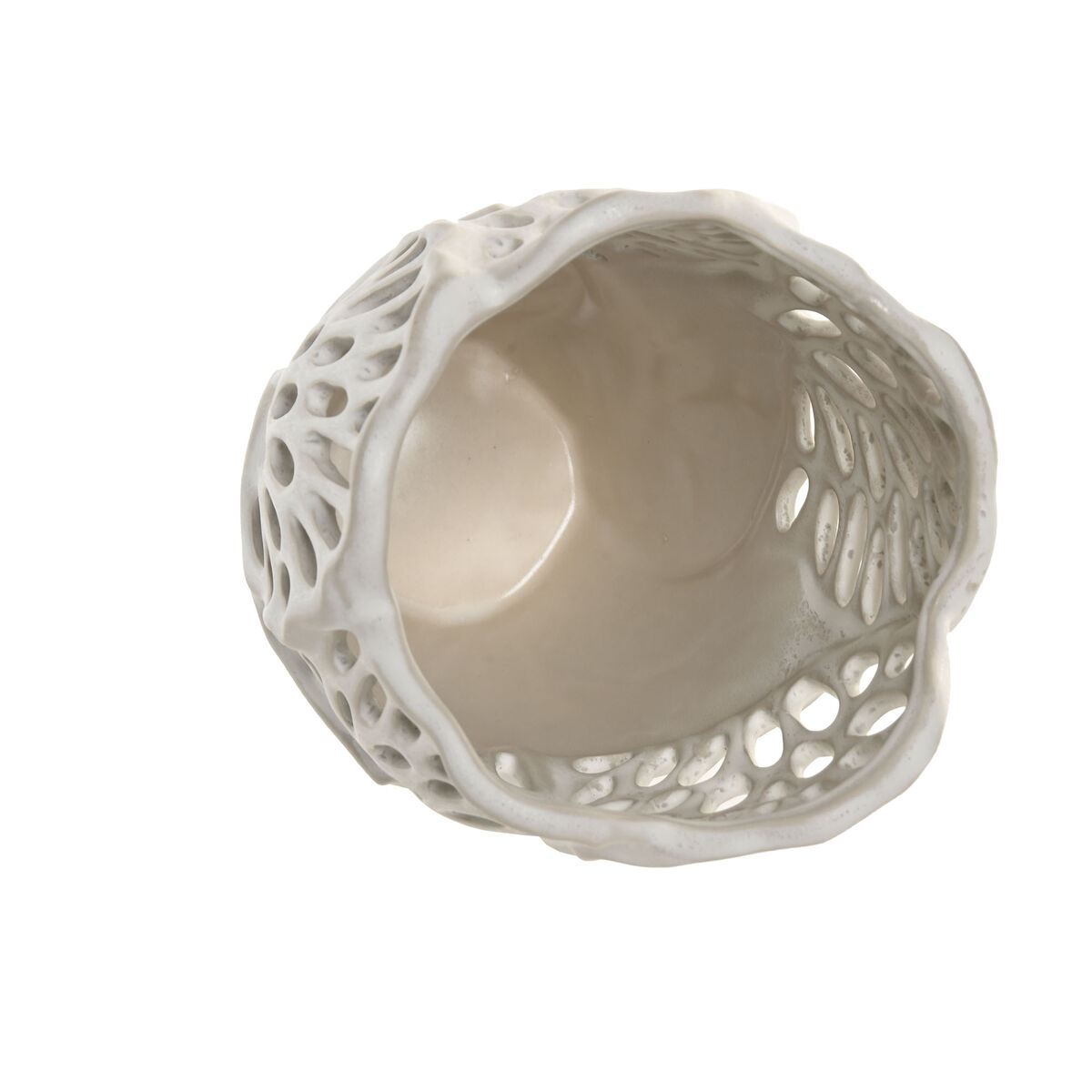 Jarrón Home ESPRIT Blanco Cerámica Hoja de planta 18 x 18 x 25 cm