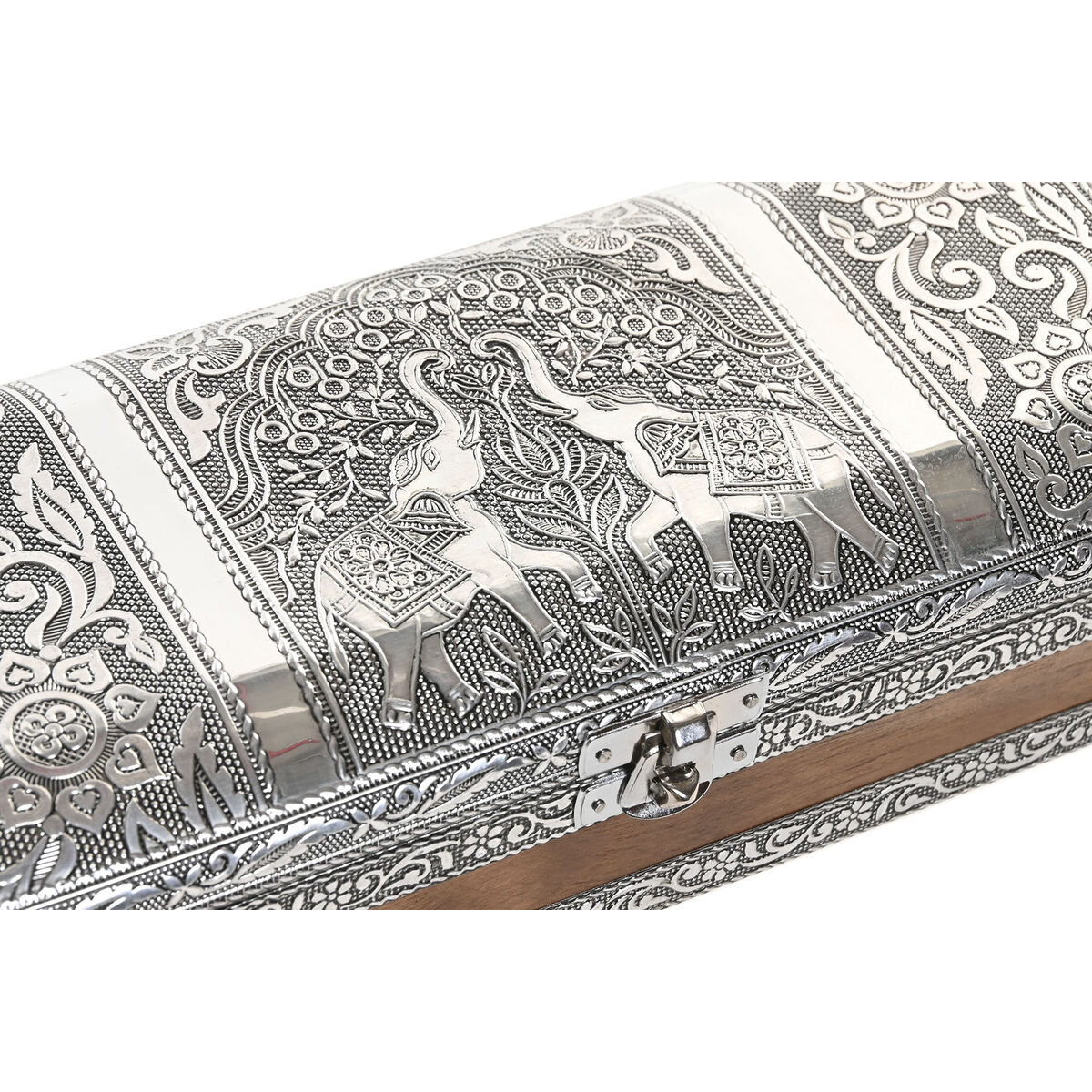 Caja-Joyero Home ESPRIT Plateado Natural Madera Aluminio 22,5 x 10 x 6,5 cm