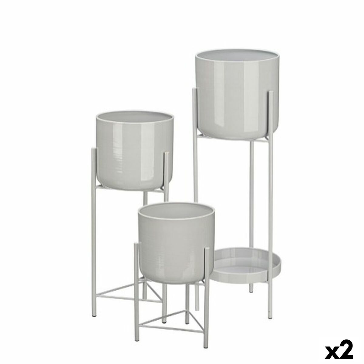 Set de Maceteros Gift Decor Gris Hierro 3 Piezas (2 Unidades)