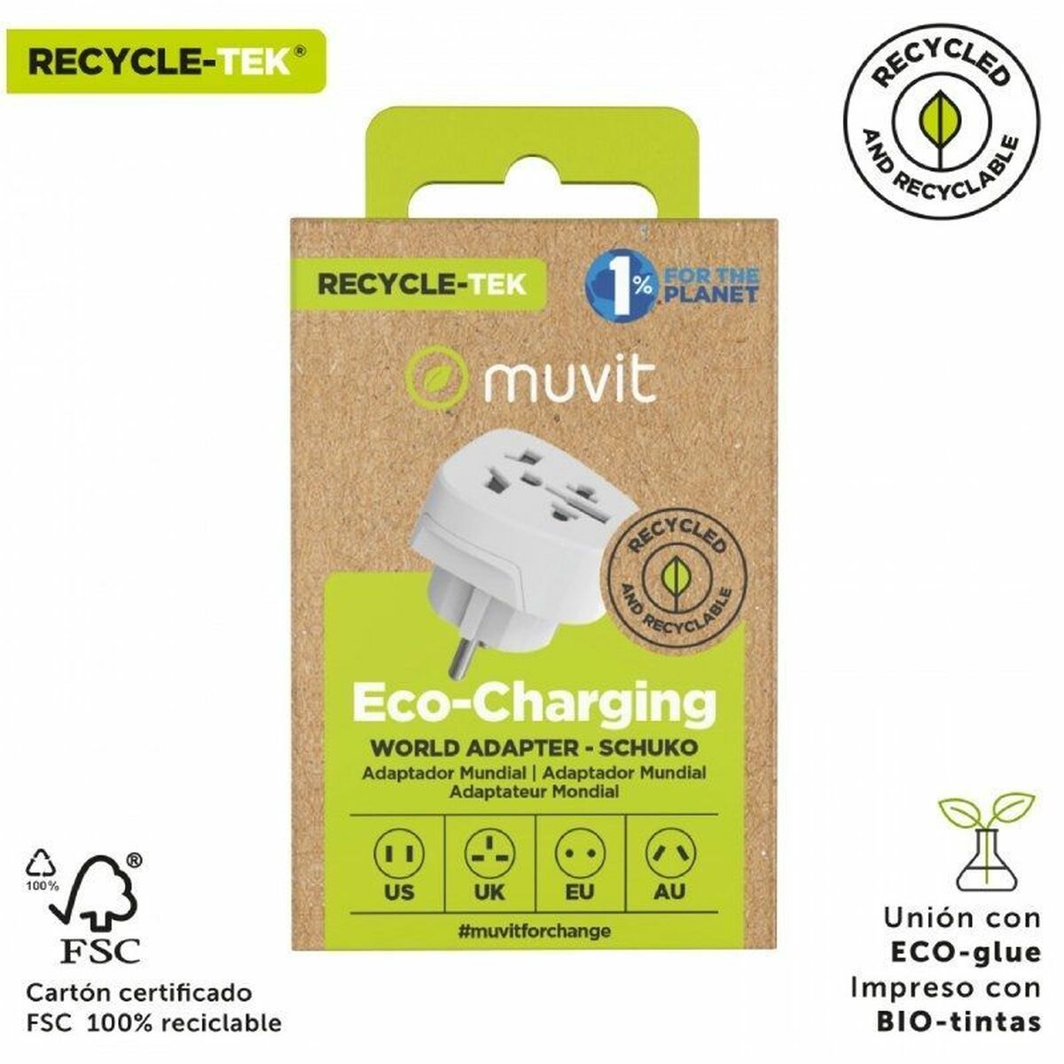 Base de enchufe Muvit For Change MCADP0007 Blanco Superficie