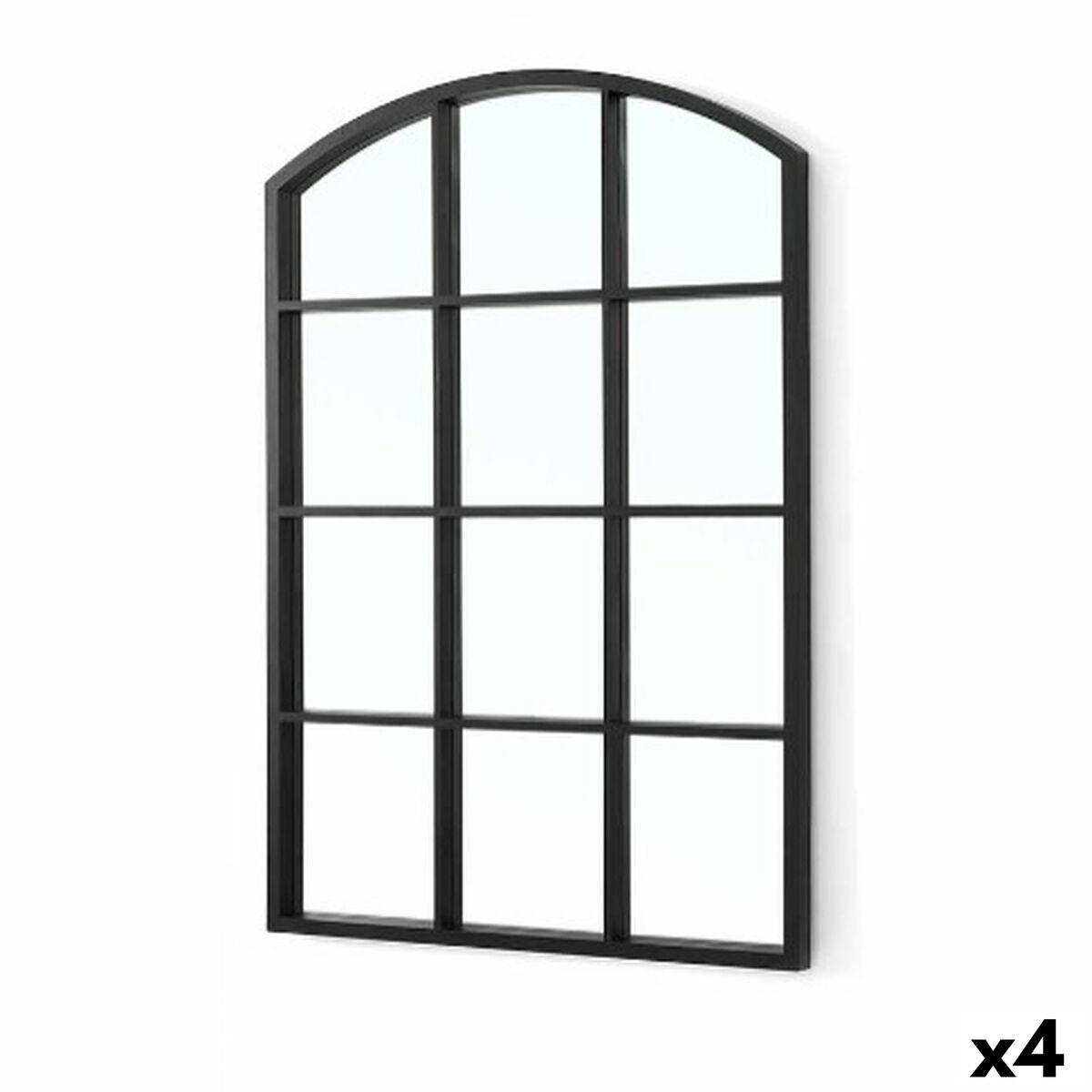 Espejo de pared Gift Decor Negro Ventana 50,5 X 2,5 X 76 cm (4 Unidades)