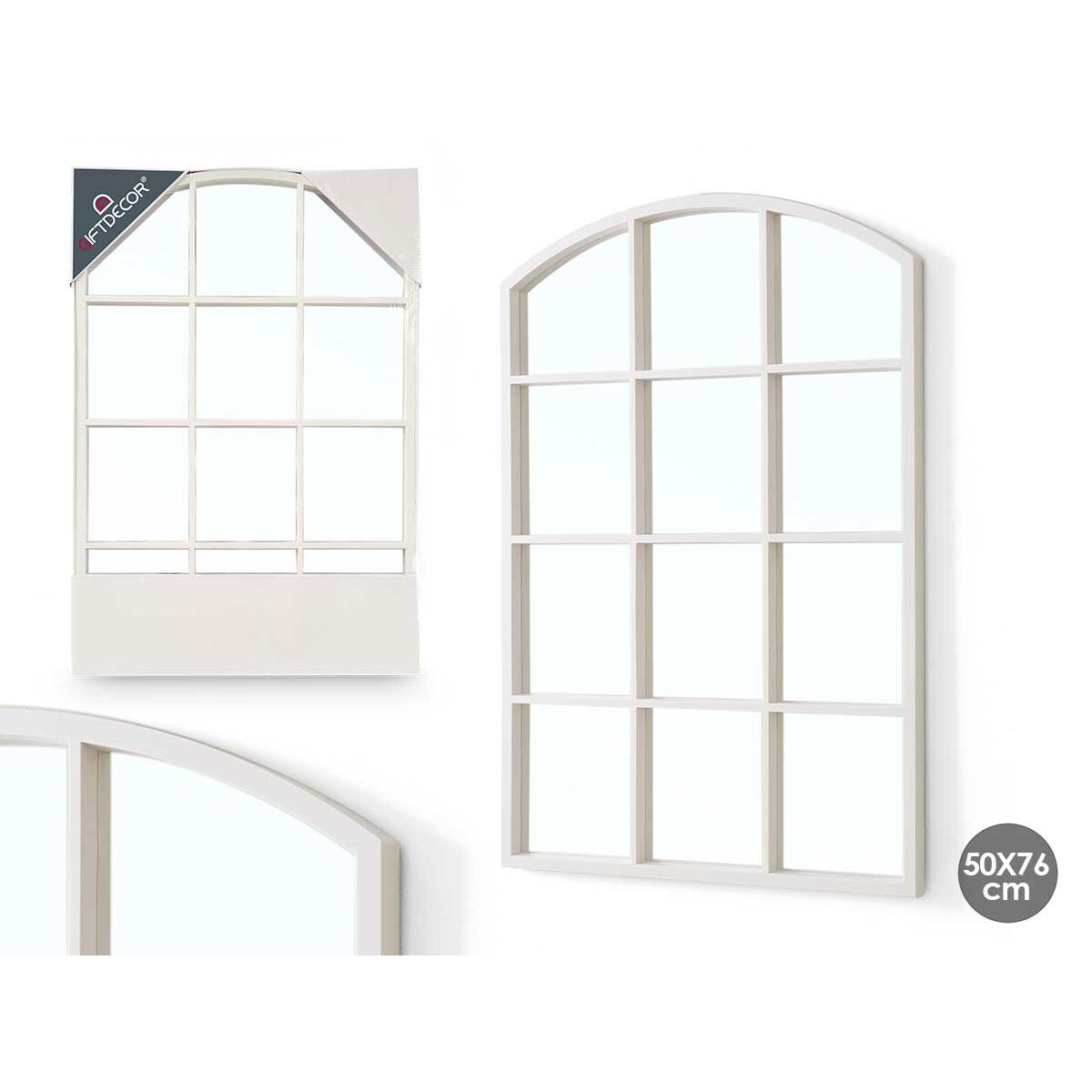 Espejo de pared Gift Decor Blanco Ventana 50,5 X 2,5 X 76 cm (4 Unidades)