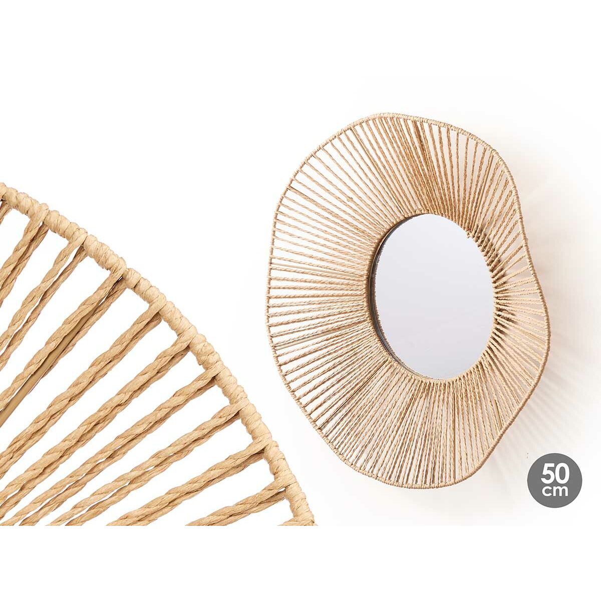 Espejo de pared Gift Decor Natural Ondas 52 x 9 x 51 cm (4 Unidades)