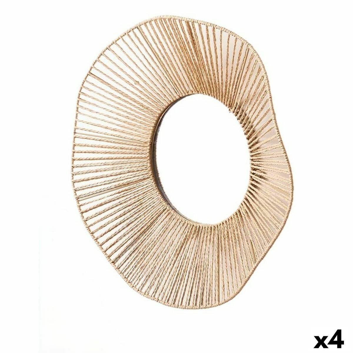 Espejo de pared Gift Decor Natural Ondas 52 x 9 x 51 cm (4 Unidades)