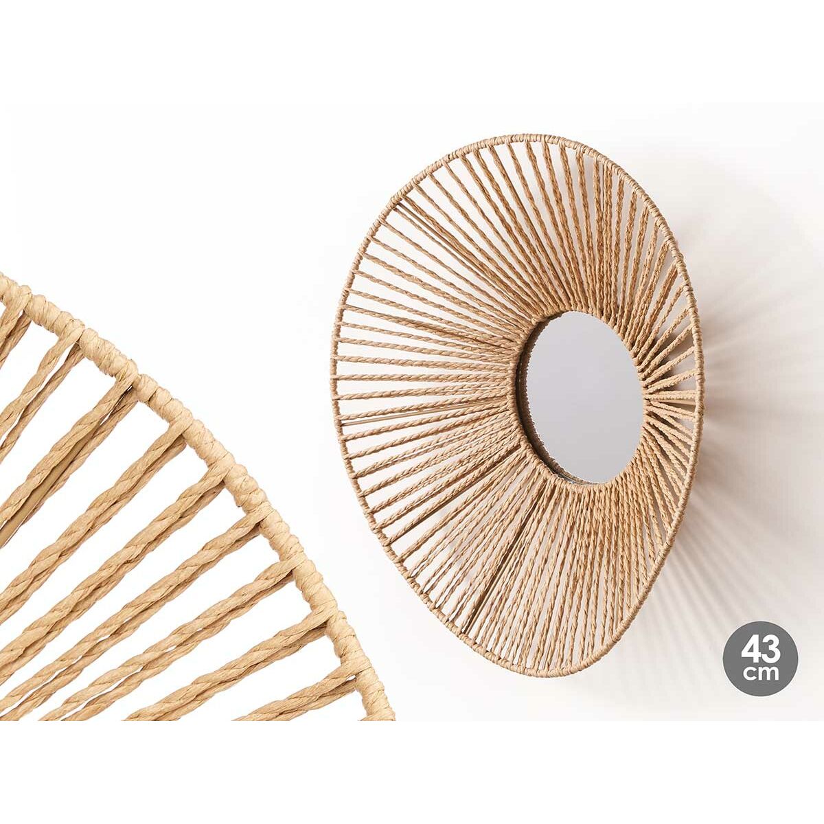 Espejo de pared Gift Decor Natural Ovalado 43 x 13,5 x 38 cm (4 Unidades)