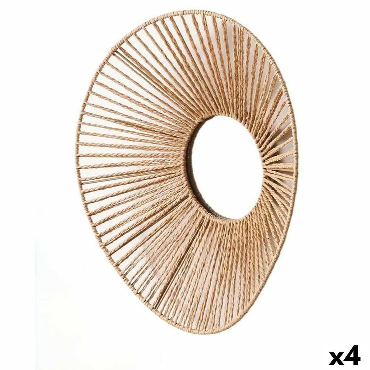 Espejo de pared Gift Decor Natural Ovalado 43 x 13,5 x 38 cm (4 Unidades)