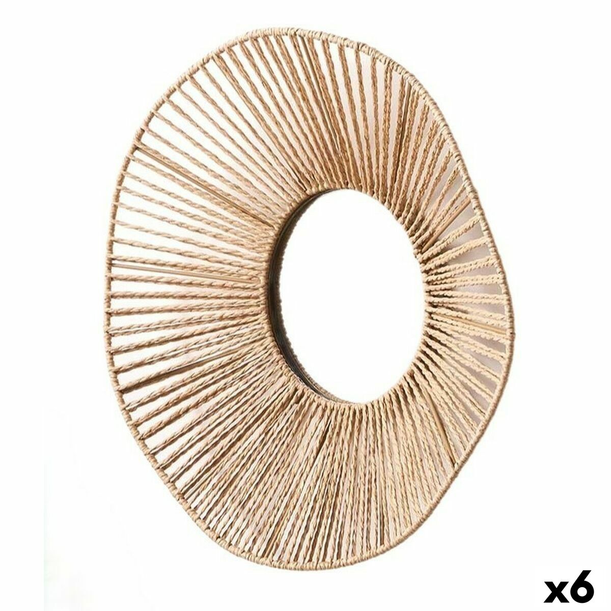 Espejo de pared Gift Decor Natural Ondas 41 x 8 x 41 cm (6 Unidades)