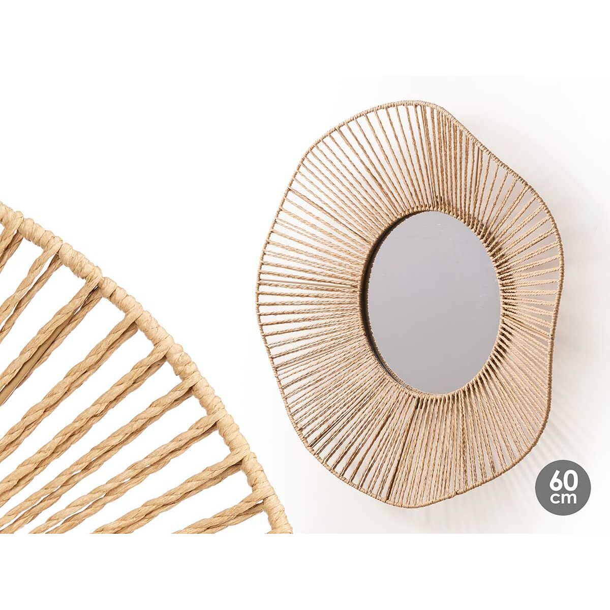 Espejo de pared Gift Decor Natural Ondas 59 x 11 x 59 cm (4 Unidades)