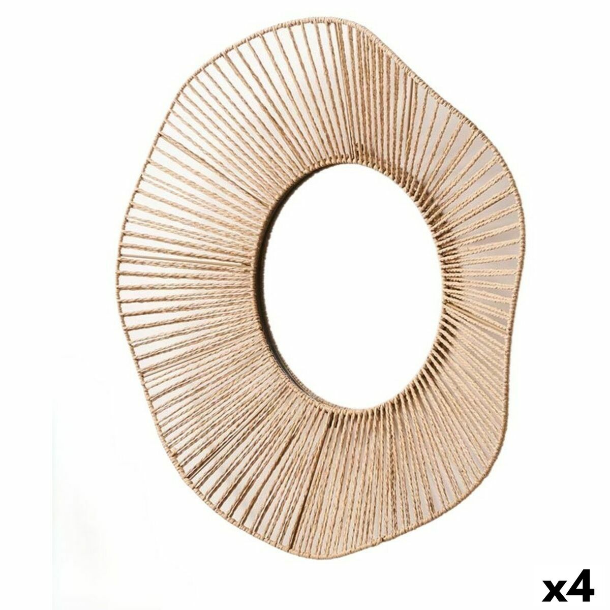 Espejo de pared Gift Decor Natural Ondas 59 x 11 x 59 cm (4 Unidades)