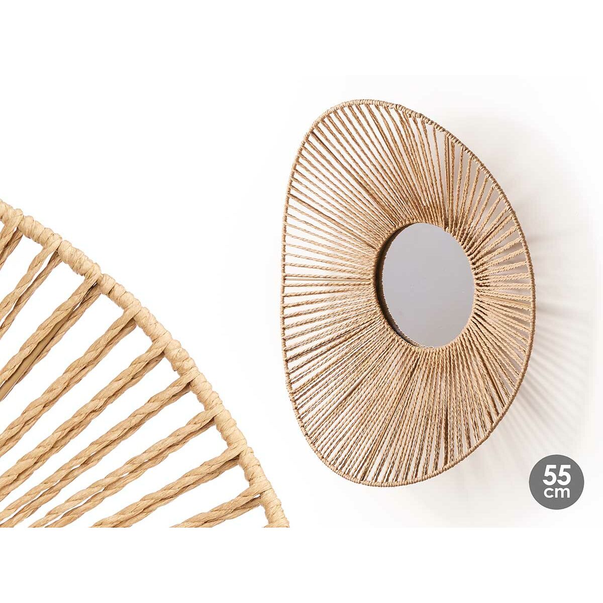 Espejo de pared Gift Decor Natural Ovalado 55 x 14 x 48 cm (4 Unidades)