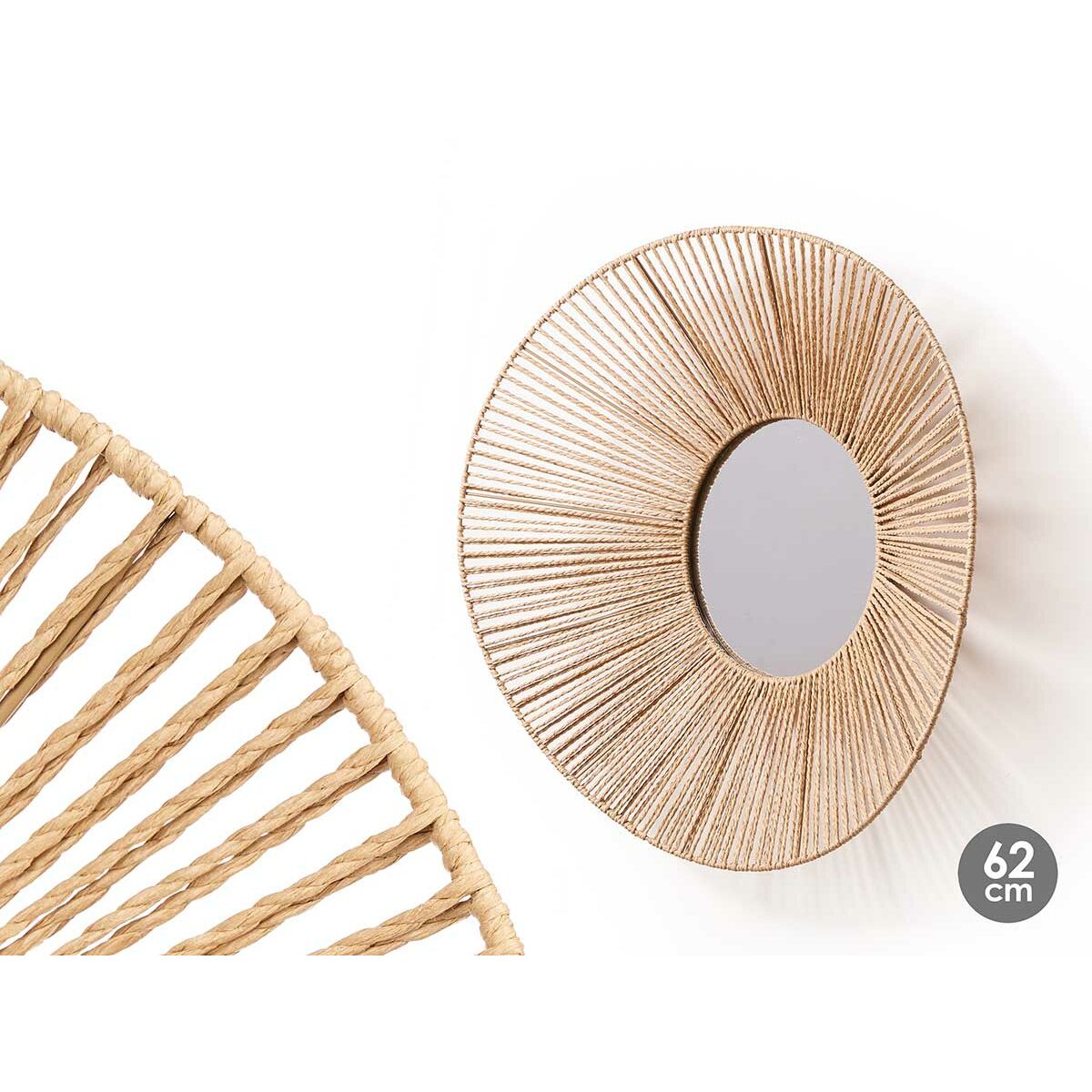 Espejo de pared Gift Decor Natural Ovalado 62 x 15 x 57 cm (4 Unidades)