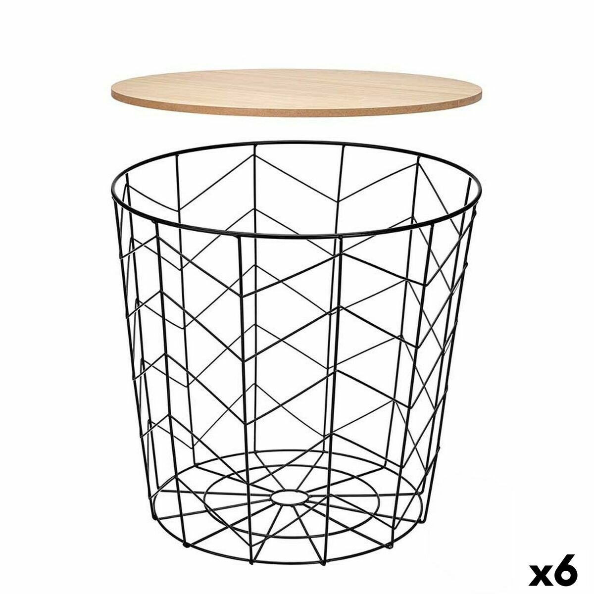 Mesa auxiliar Gift Decor Marrón Negro 44,5 x 53,5 x 44,5 cm (6 Unidades)