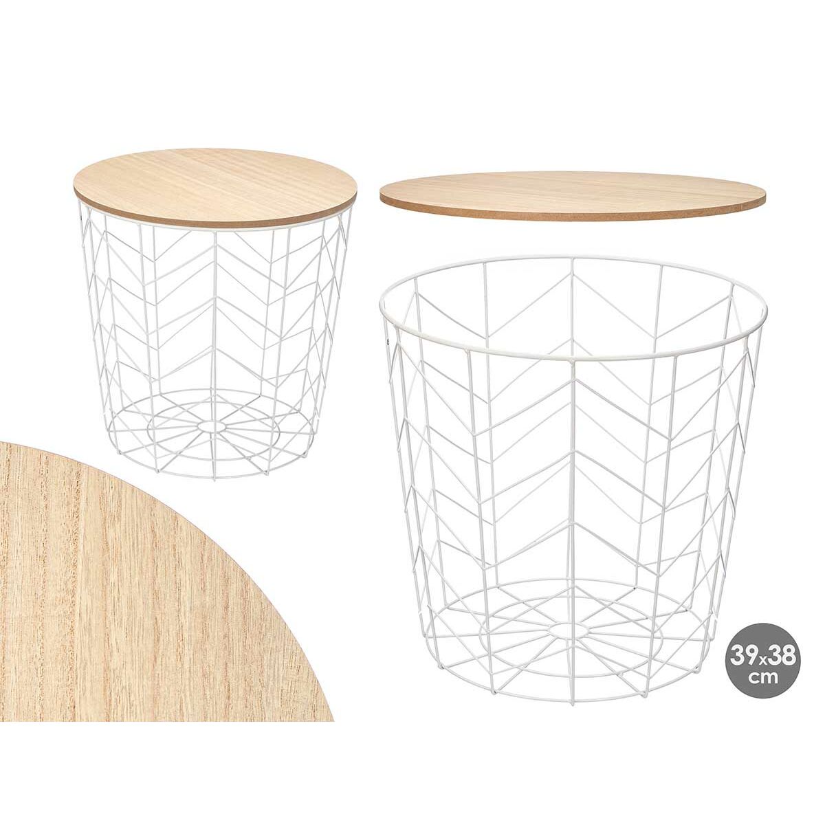 Mesa auxiliar Gift Decor Blanco Marrón 39,5 x 37 x 39,5 cm (6 Unidades)