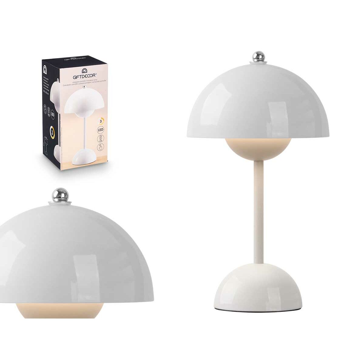 Lámpara de mesa Gift Decor Blanco 1,5 W Seta (4 Unidades)